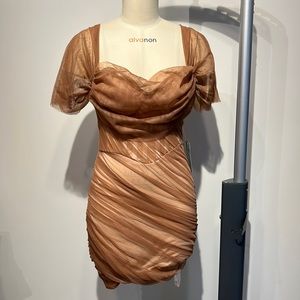 Brand new never been worn pleated soft chiffon dress nude color